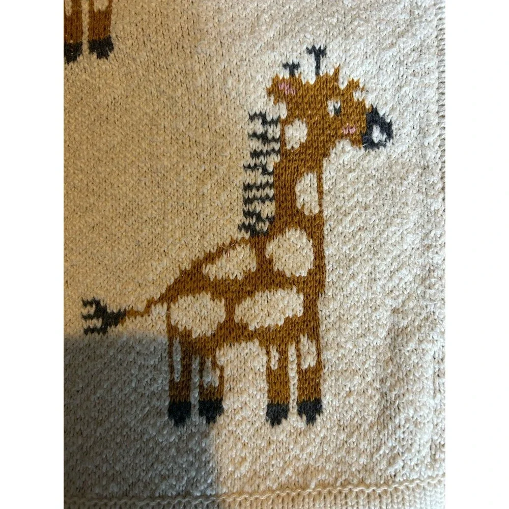New MADE IN INDIA Cotton Knit Beige Giraffe Baby Blanket 33x38 Approximately B3 - Picture 4 of 8